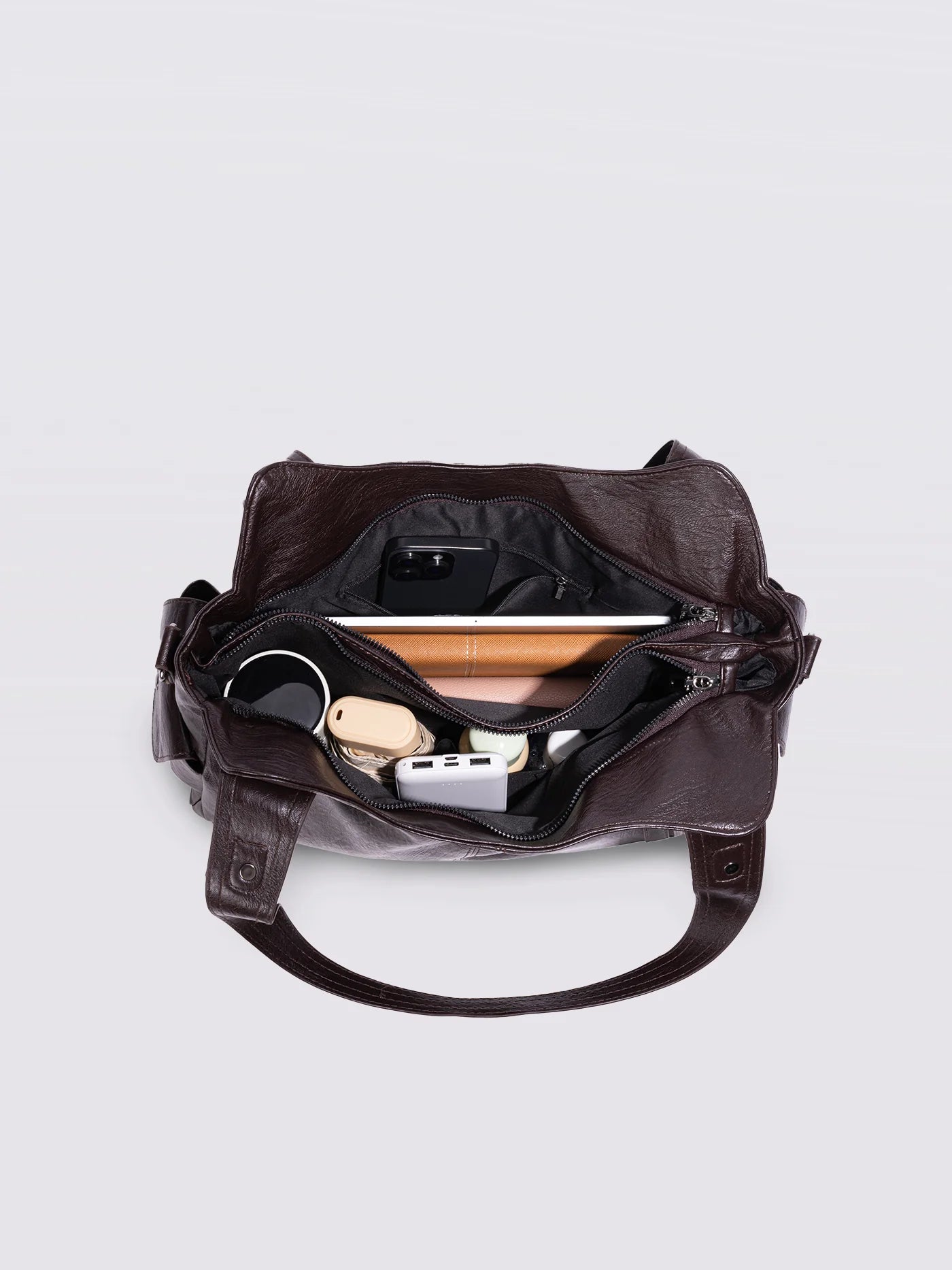 Handbag Multi-Compartment Zippered Pockets Detachable Shoulder Strap