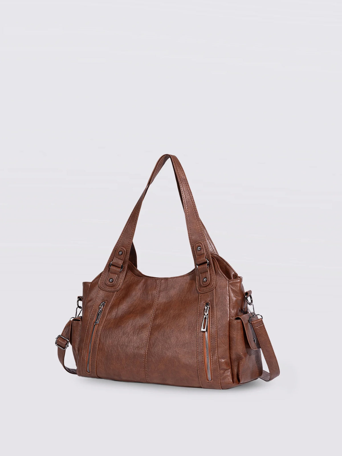 Handbag Multi-Compartment Zippered Pockets Detachable Shoulder Strap