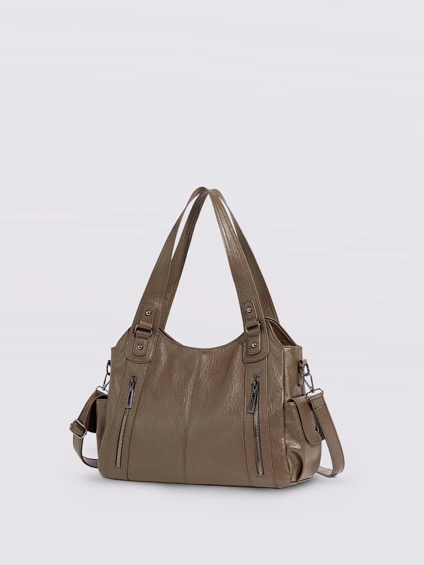 Handbag Multi-Compartment Zippered Pockets Detachable Shoulder Strap