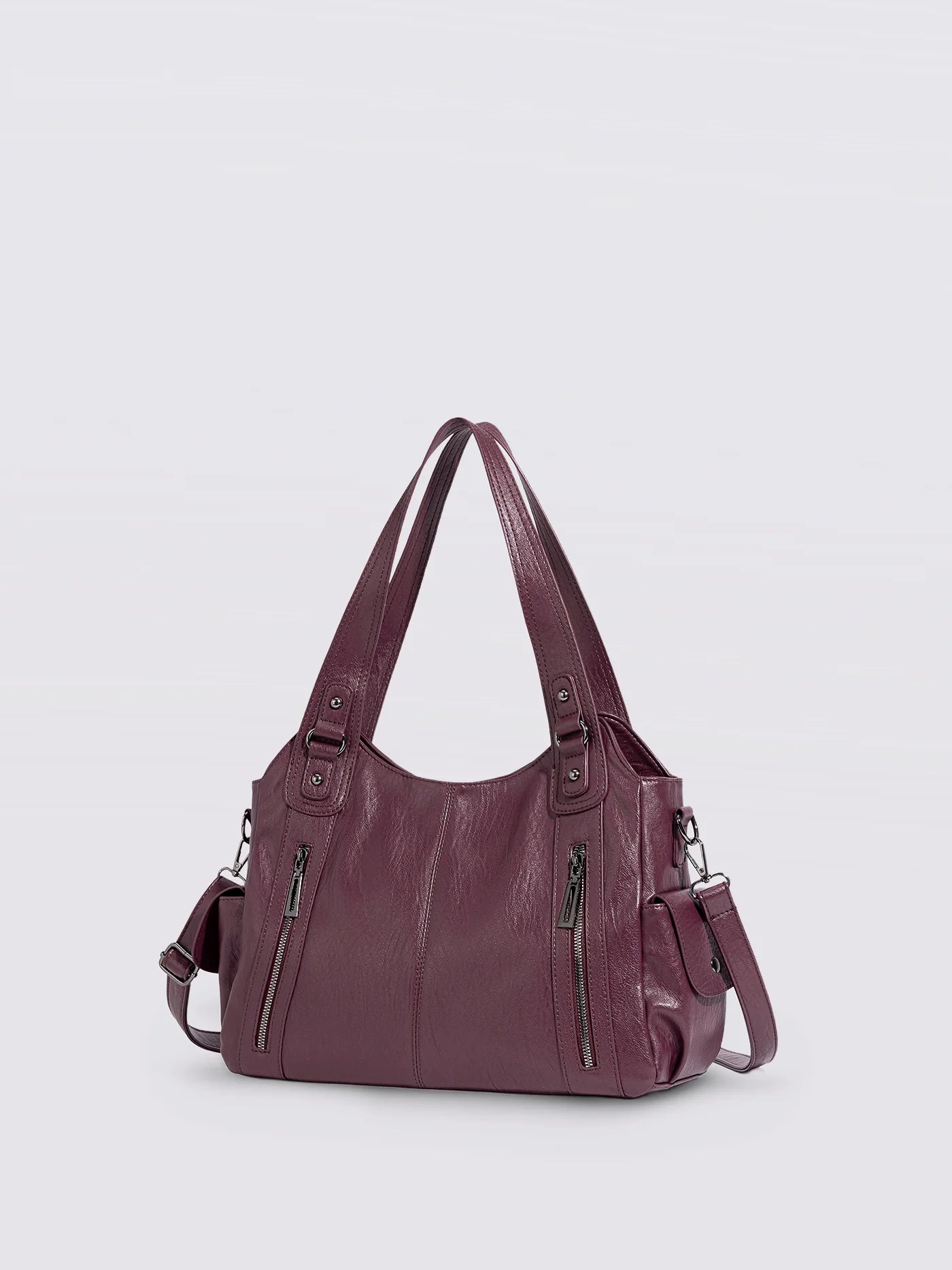 Handbag Multi-Compartment Zippered Pockets Detachable Shoulder Strap
