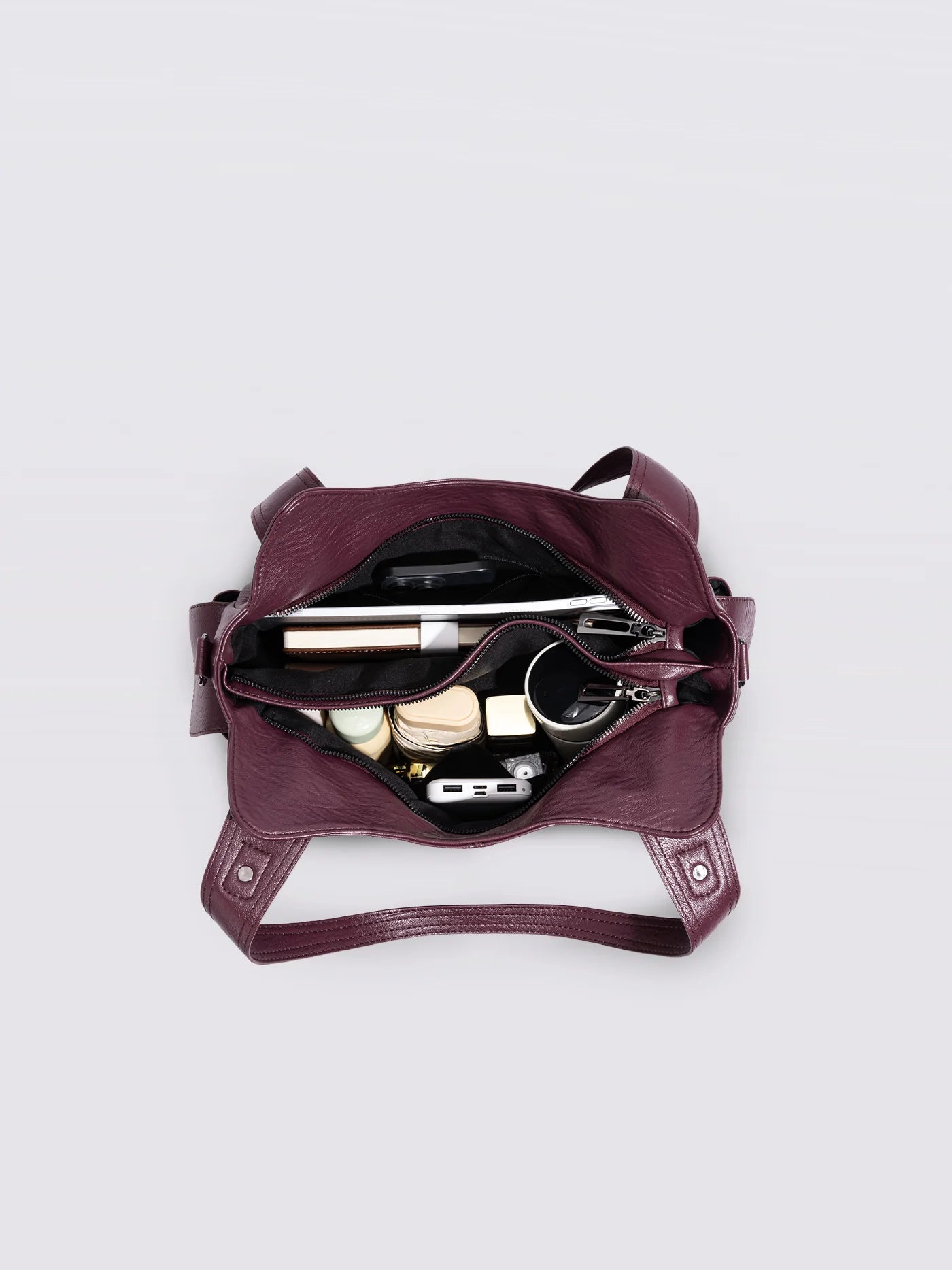 Handbag Multi-Compartment Zippered Pockets Detachable Shoulder Strap