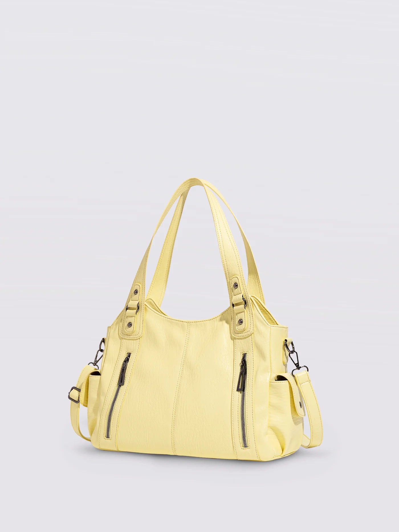 Handbag Multi-Compartment Zippered Pockets Detachable Shoulder Strap