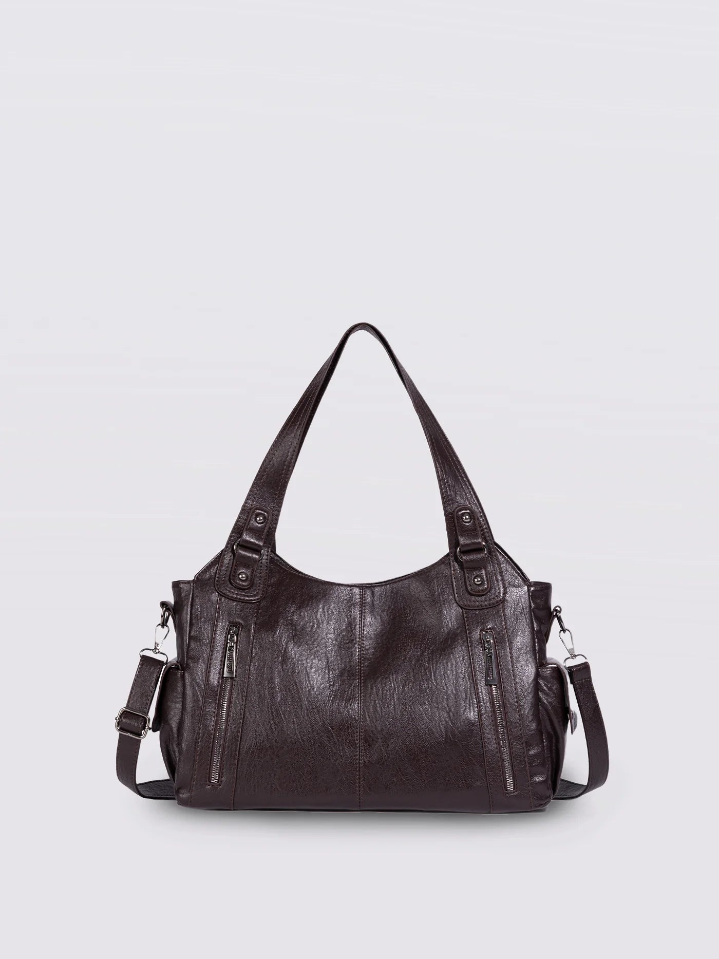 Handbag Multi-Compartment Zippered Pockets Detachable Shoulder Strap