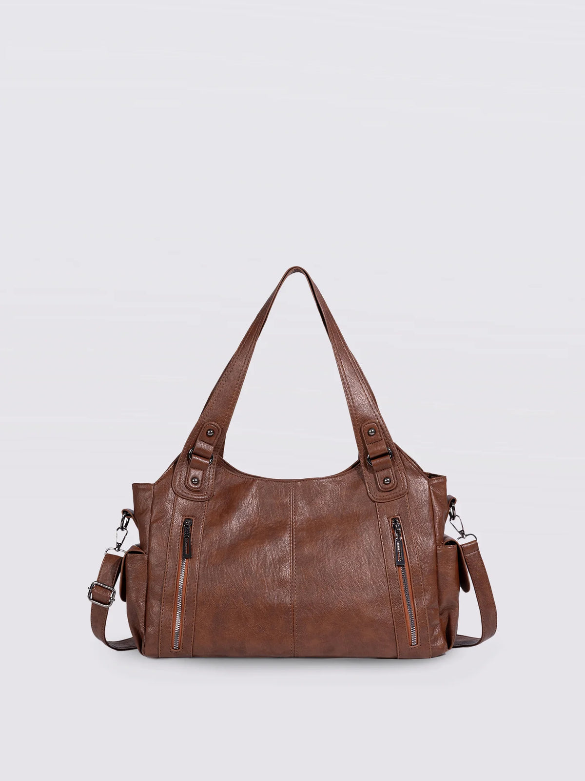 Handbag Multi-Compartment Zippered Pockets Detachable Shoulder Strap