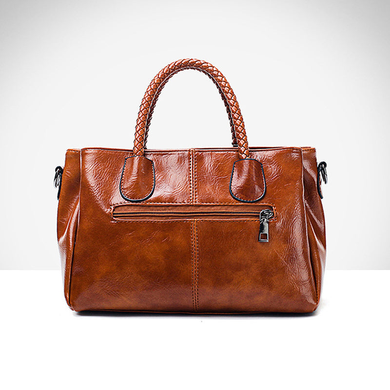Handbag Soft Oil Wax Leather Multiple Pockets