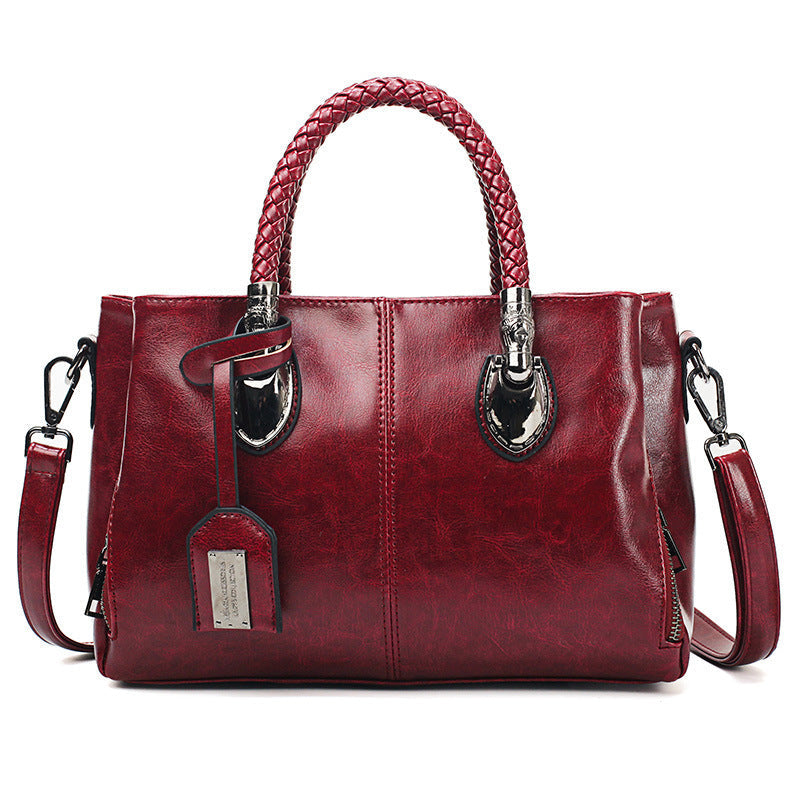 Handbag Soft Oil Wax Leather Multiple Pockets