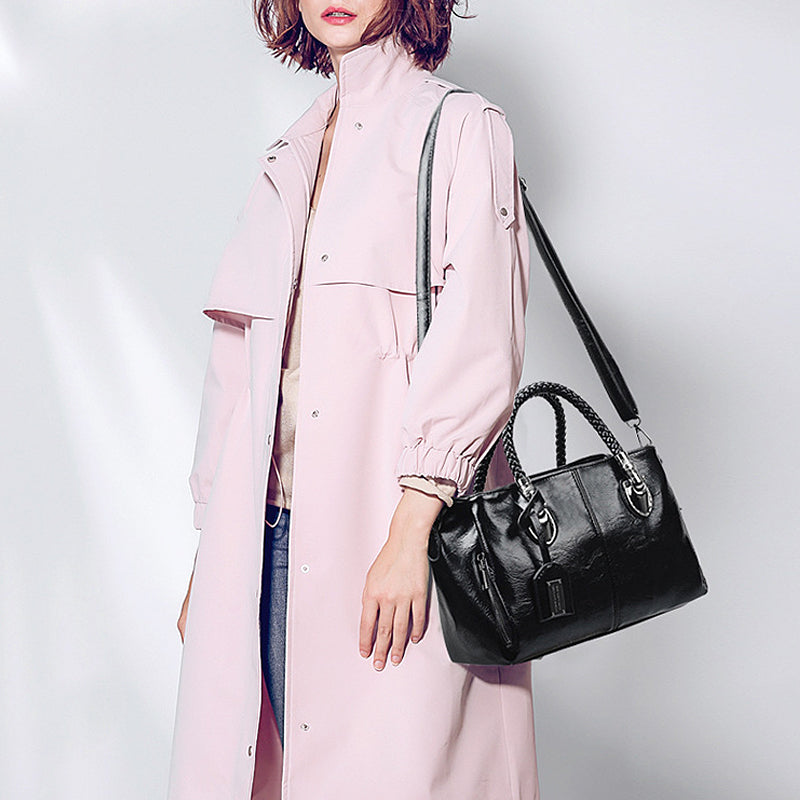 Handbag Soft Oil Wax Leather Multiple Pockets