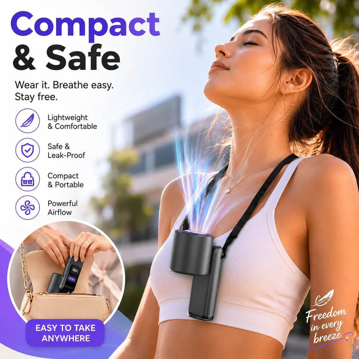 Handheld Fan Cooling Plate USB-C Rechargeable Integrated Flashlight