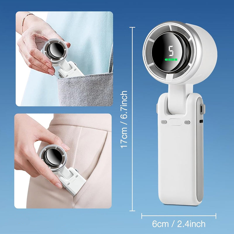 Handheld Fan Foldable 5-Speed USB-C Rechargeable