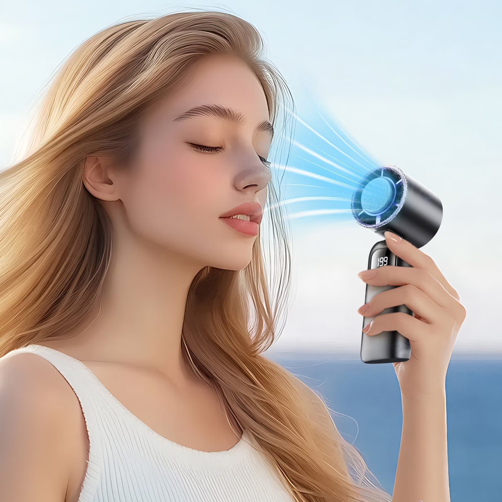 Handheld Fan Ice-Cooling Dual System & USB Rechargeable 20-Hour