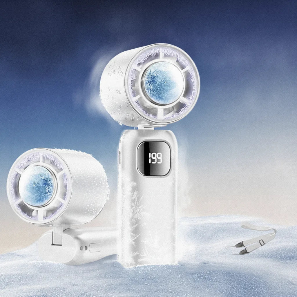Handheld Fan Ice-Cooling Dual System & USB Rechargeable 20-Hour