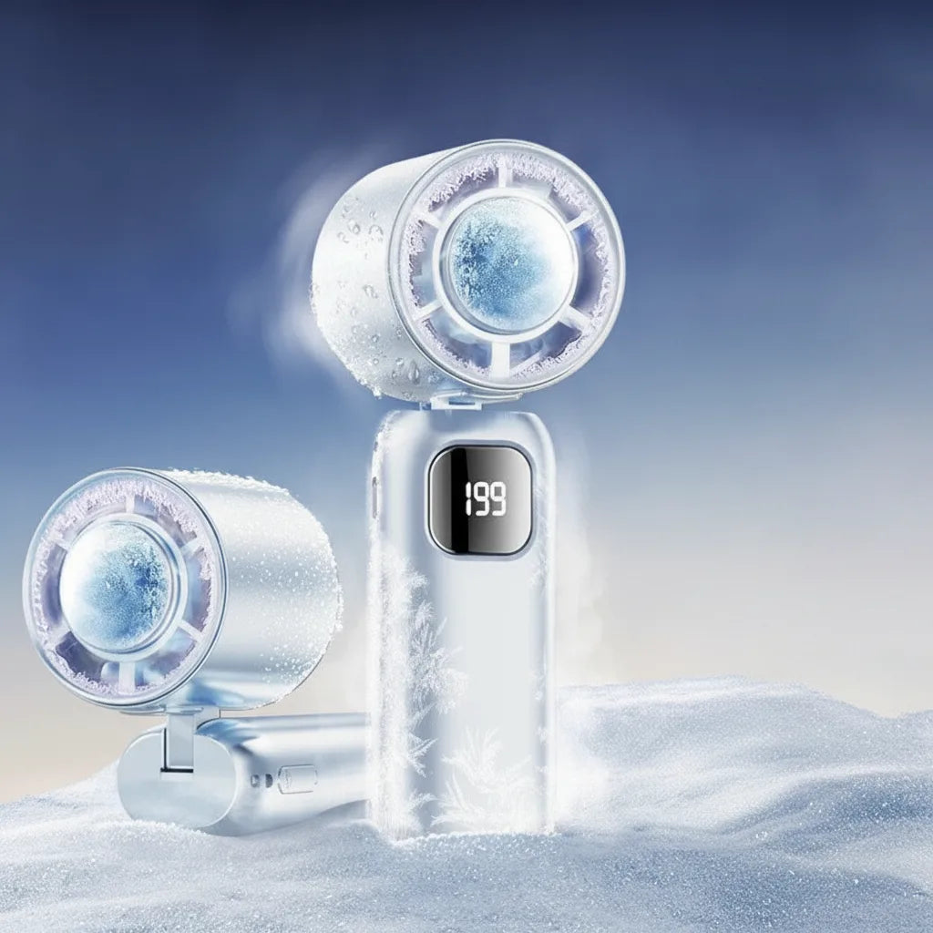 Handheld Fan Ice-Cooling Dual System & USB Rechargeable 20-Hour