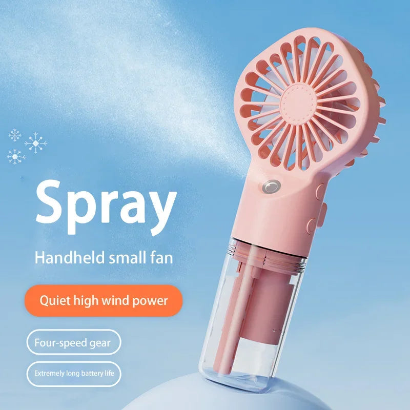 Handheld Fan Mist Spray USB Rechargeable 4-Speed