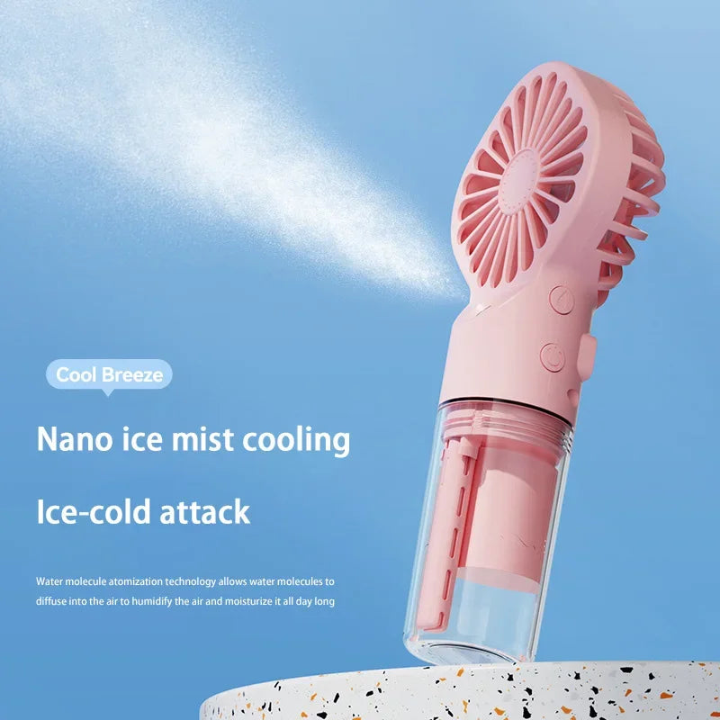 Handheld Fan Mist Spray USB Rechargeable 4-Speed