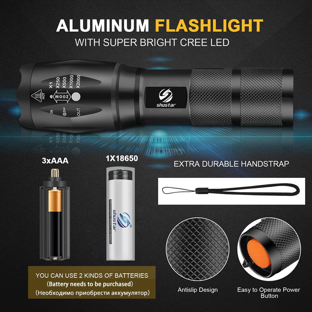 Handheld LED Flashlight Rechargeable 3000-5000 Lumens