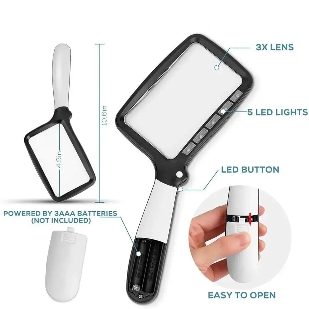Handheld Magnifier 3x Magnification & LED Light