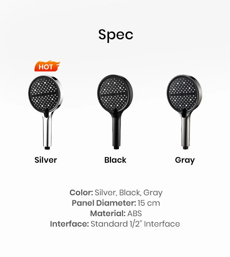Handheld Shower Head High-Pressure 7 Spray Self-Cleaning Nozzles