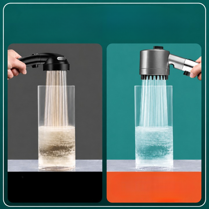 Handheld Shower Head High-Pressure Massage Jet Integrated Filter