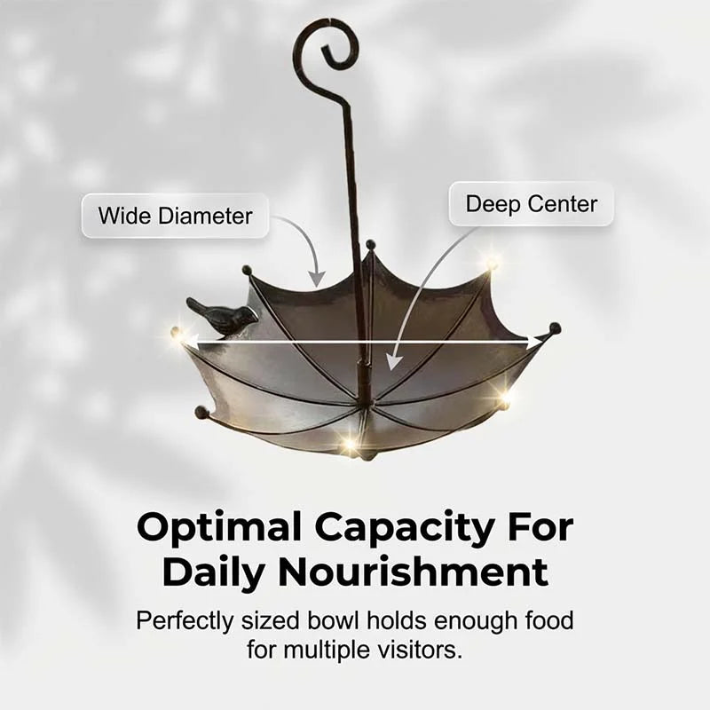 Hanging Bird Bath Umbrella-Shaped Weather-Resistant Iron