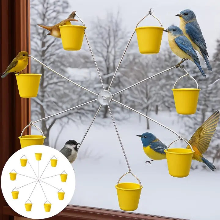 Hanging Bird Feeder Rotating 6-Compartment Weatherproof