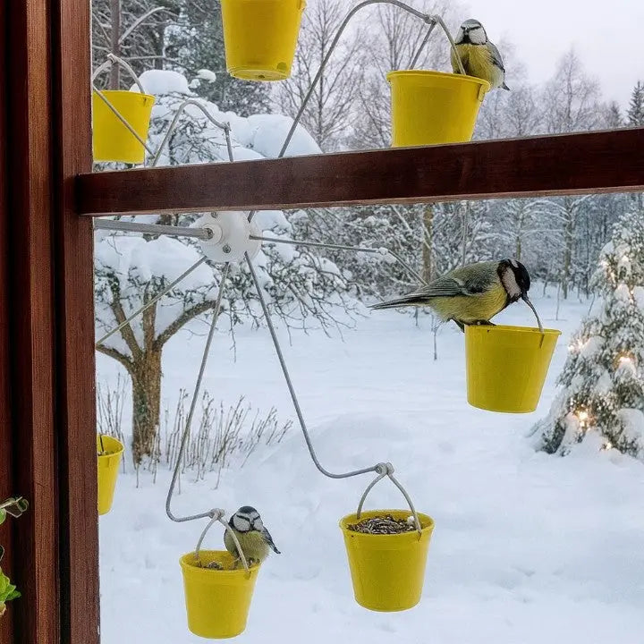 Hanging Bird Feeder Rotating 6-Compartment Weatherproof