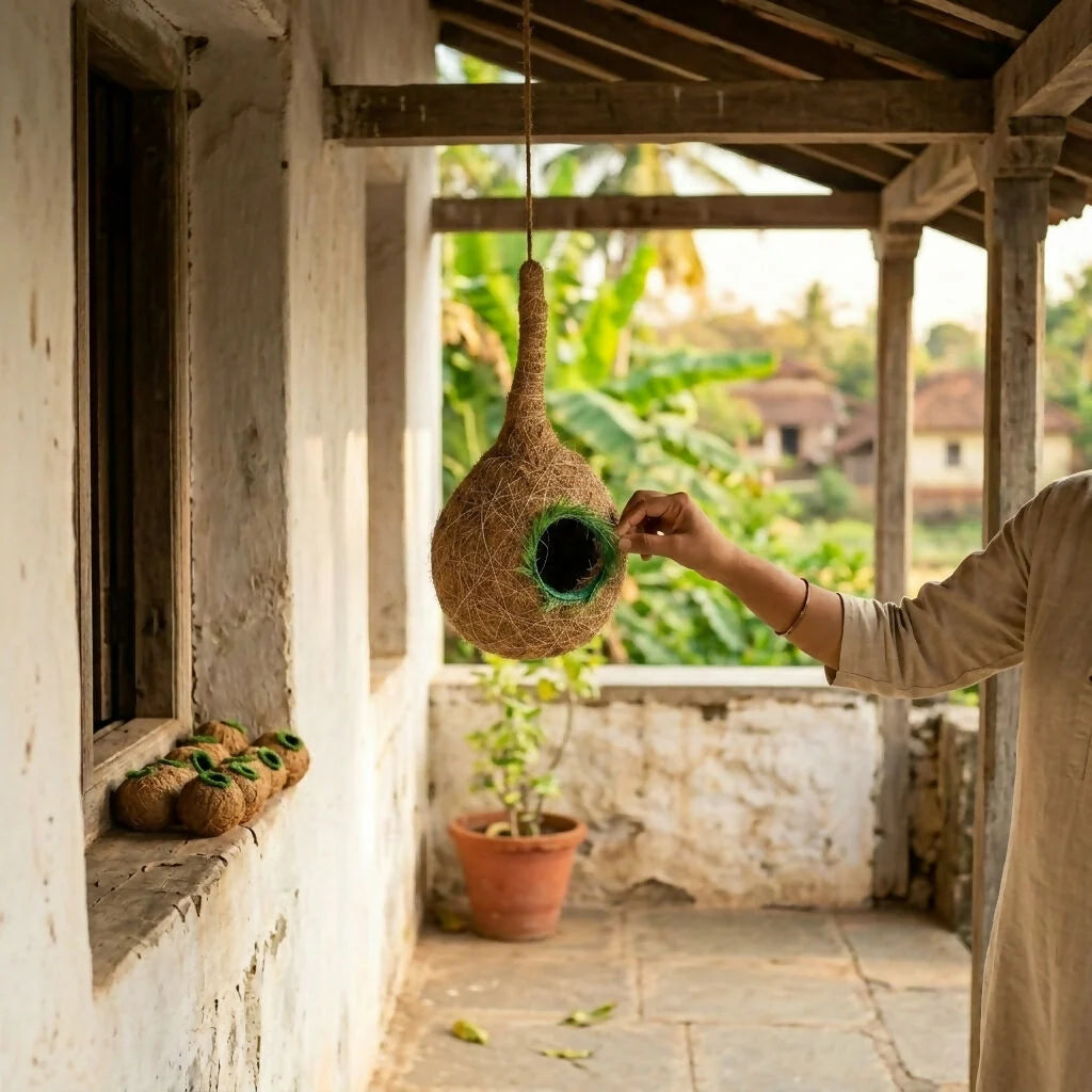 Hanging Bird Nest Coconut Fiber Weather-Resistant & Breathable