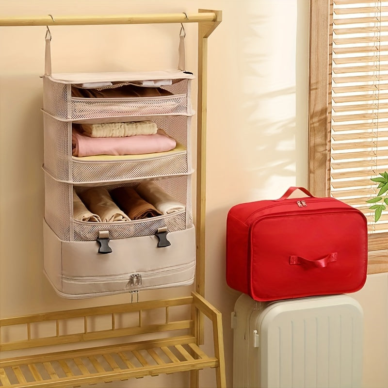 Hanging Garment Bag Foldable & Space-Saving 4 Compartments