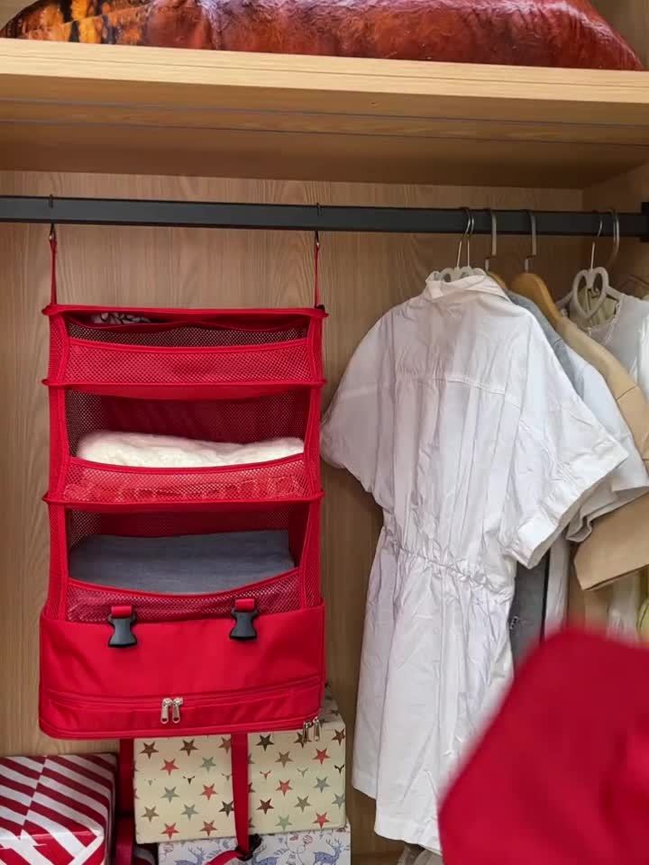 Hanging Garment Bag Foldable & Space-Saving 4 Compartments