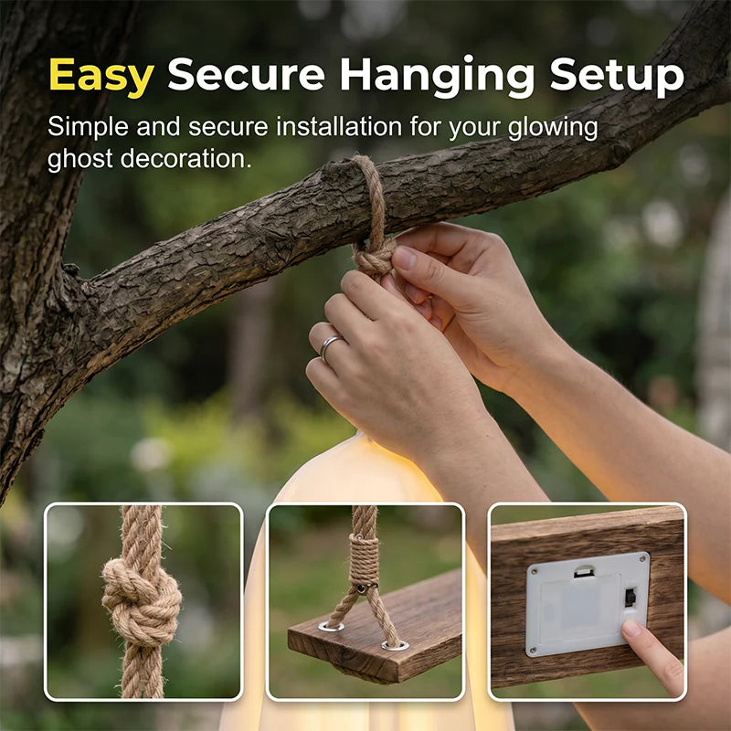 Hanging Ghost Decoration Weatherproof LED Lighting & Remote Control