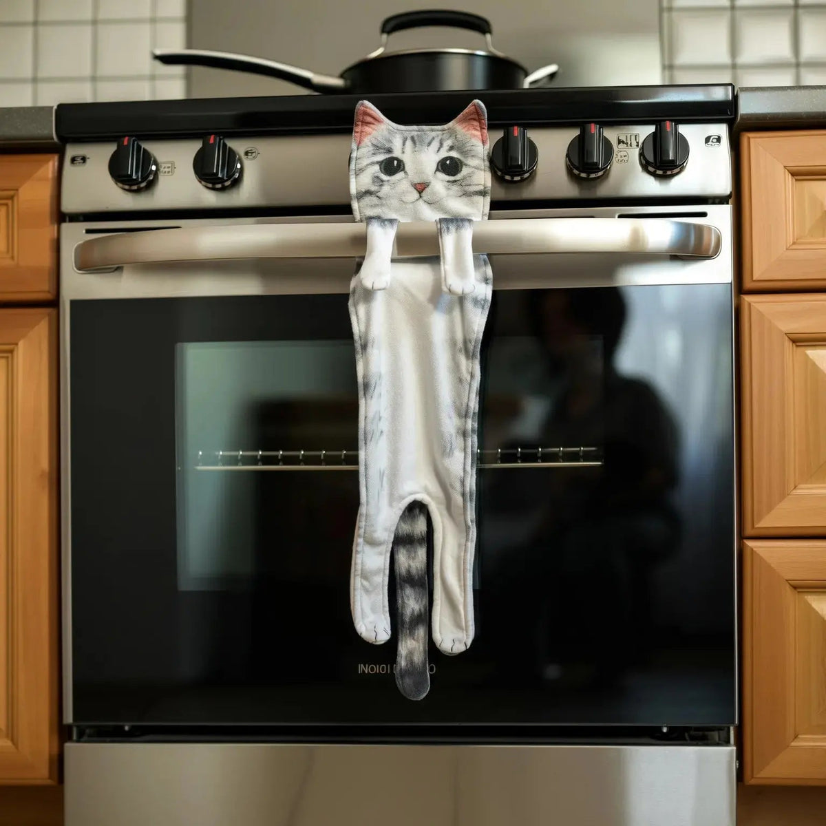Hanging Hand Towel Absorbent Microfiber Cat Print Paw Loop
