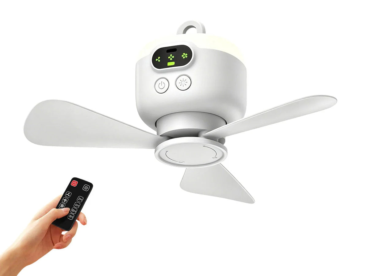 Hanging LED Fan Rechargeable 10-Hour Remote & Timer