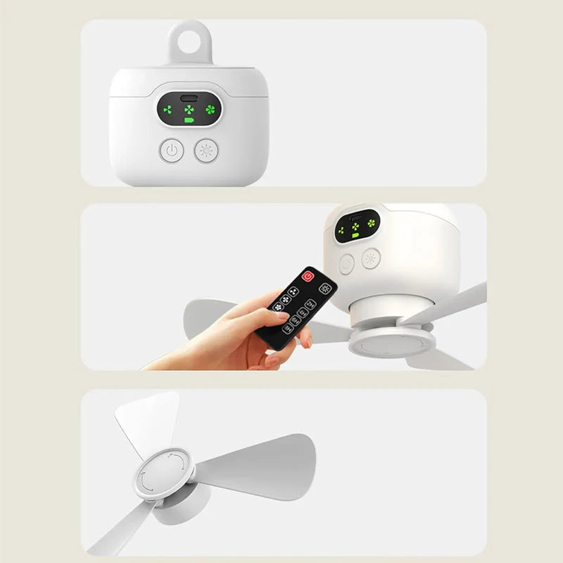 Hanging LED Fan Rechargeable 10-Hour Remote & Timer