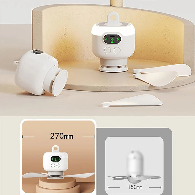 Hanging LED Fan Rechargeable 10-Hour Remote & Timer