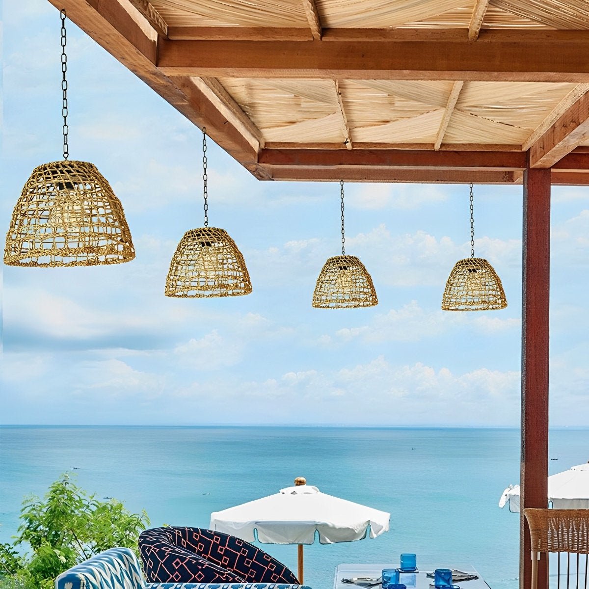 Hanging Lamp Solar Powered IP65 Weatherproof Rattan Or Iron