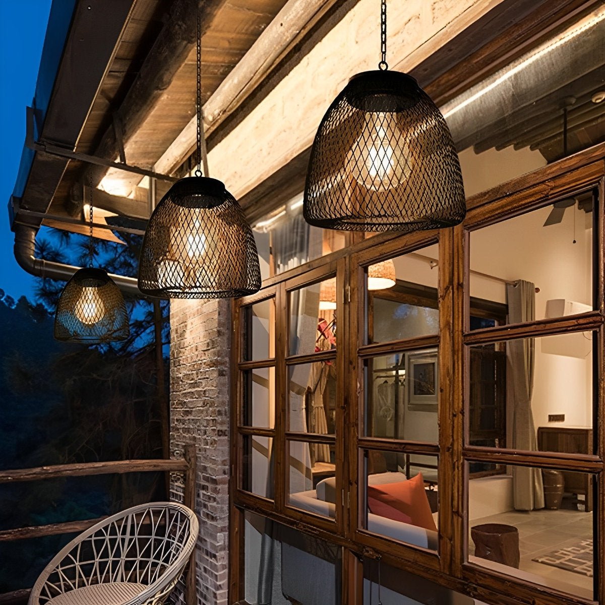 Hanging Lamp Solar Powered IP65 Weatherproof Rattan Or Iron