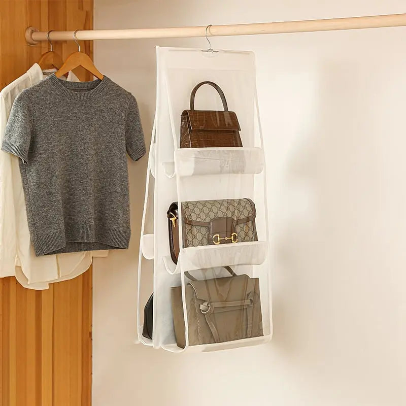 Hanging Purse Organizer Double-Sided Dust-Resistant Six Hooks