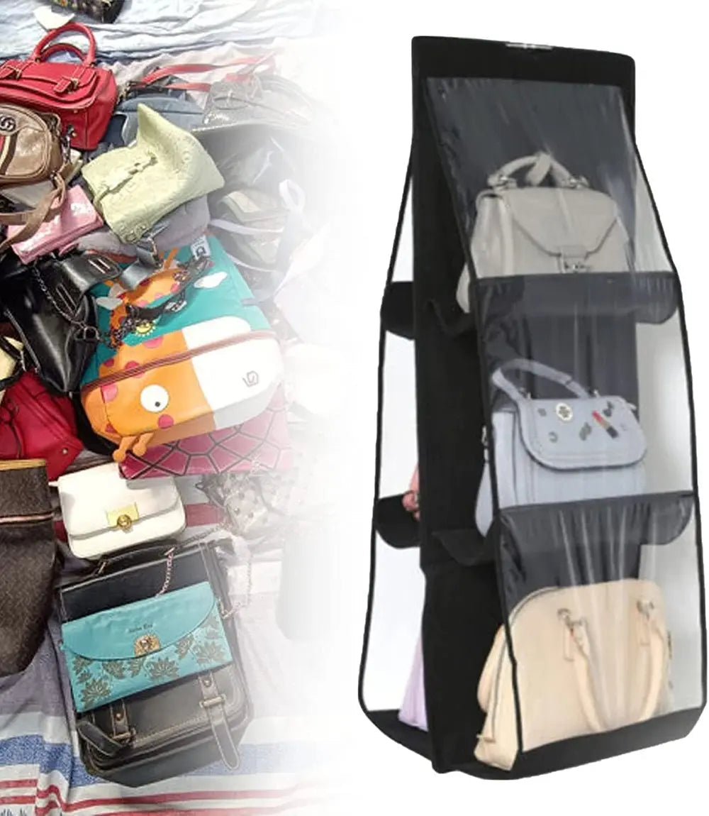 Hanging Purse Organizer Double-Sided Dust-Resistant Six Hooks