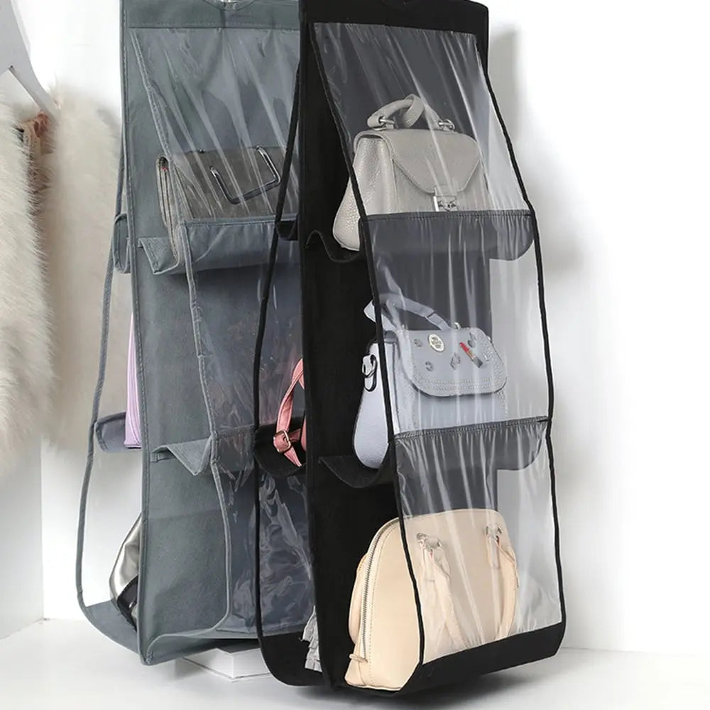 Hanging Purse Organizer Double-Sided Dust-Resistant Six Hooks