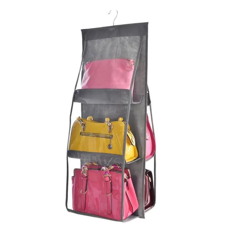 Hanging Purse Organizer Double-Sided Dust-Resistant Six Hooks