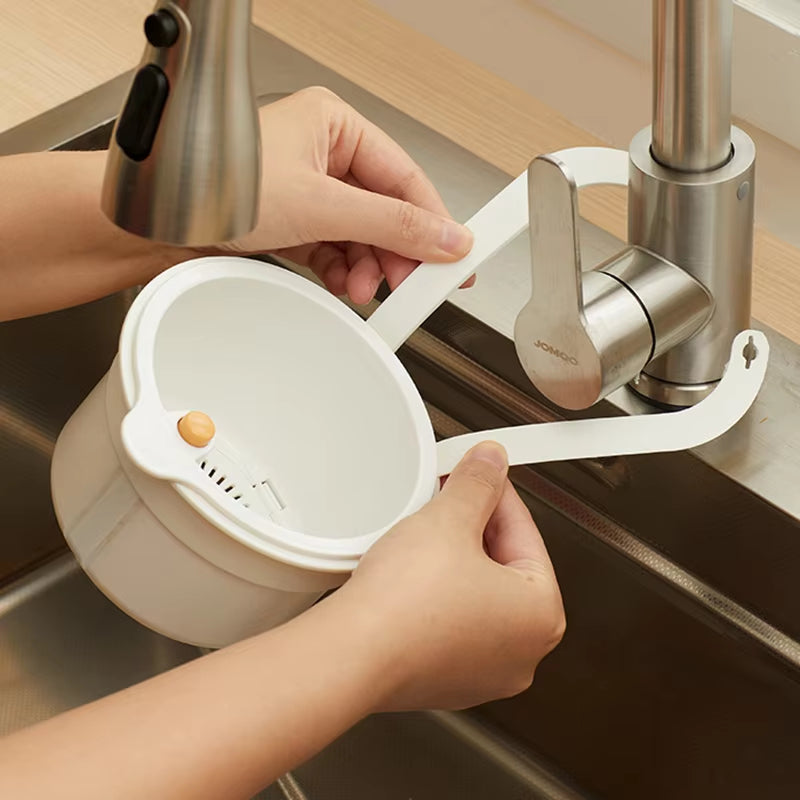 Hanging Sink Drip Basket Two-Part Filter & One-Click Emptying