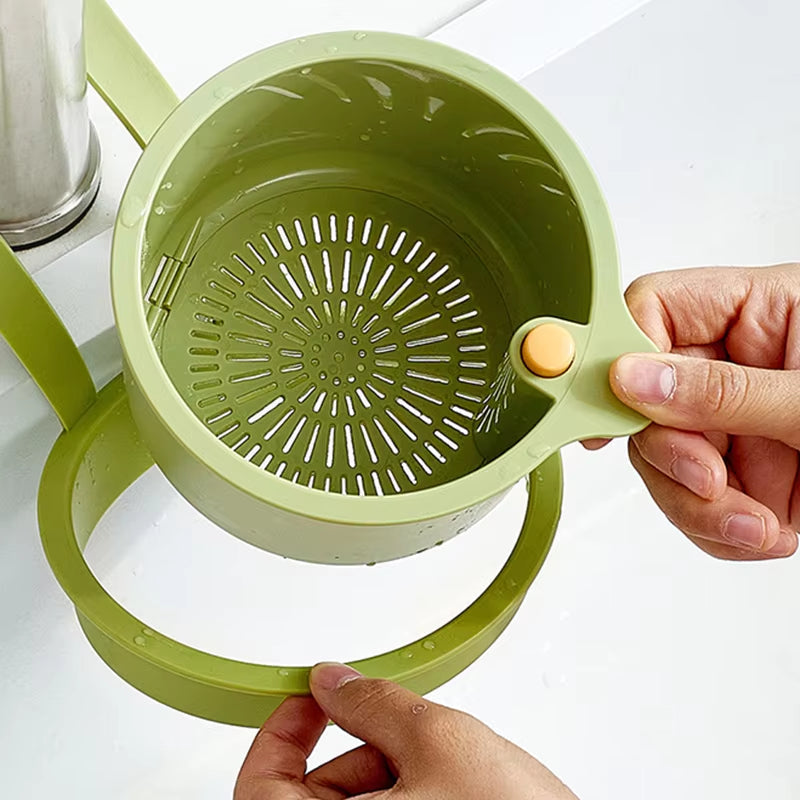 Hanging Sink Drip Basket Two-Part Filter & One-Click Emptying