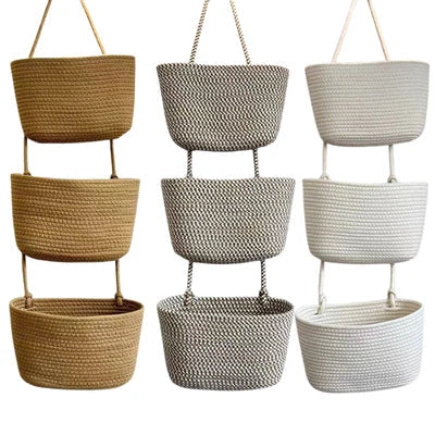 Hanging Storage Basket Three Compartments & Over Door Hook