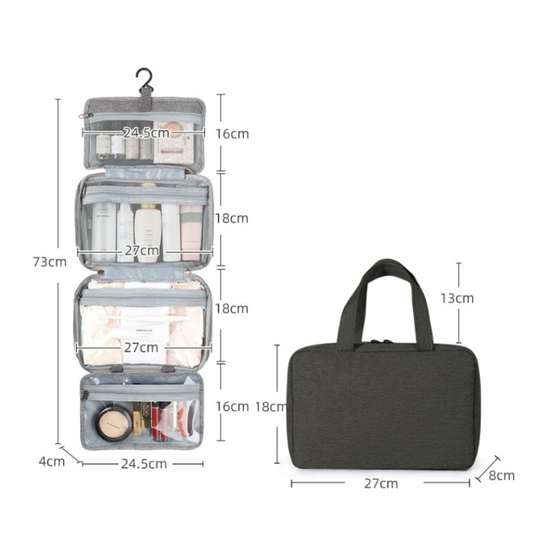 Hanging Toiletry Bag 4 Compartments & 360° Rotatable Hook