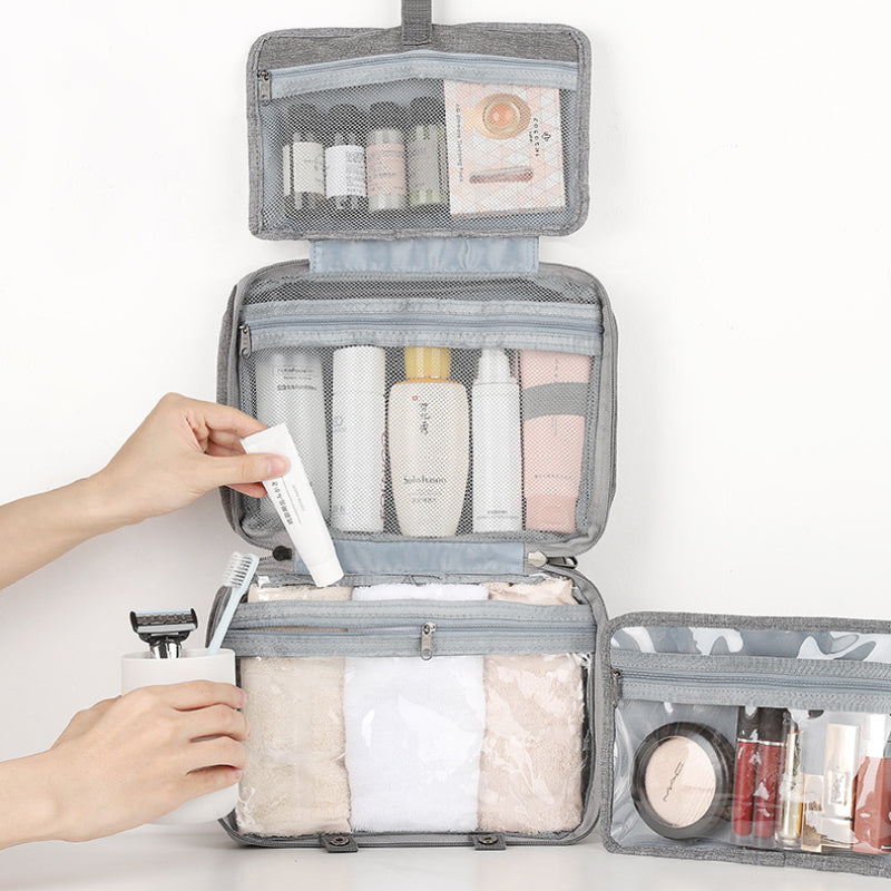 Hanging Toiletry Bag 4 Compartments & 360° Rotatable Hook