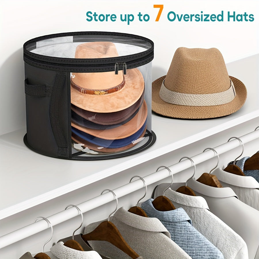 Hat Storage Box Extra Large Transparent Window Double Zipper