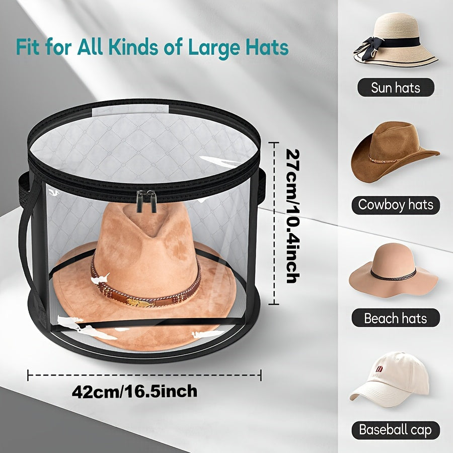 Hat Storage Box Extra Large Transparent Window Double Zipper