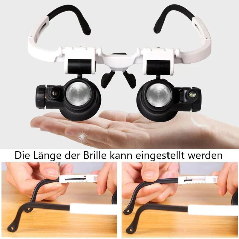 Headband Magnifier Six Interchangeable Magnifications Adjustable LED Lights