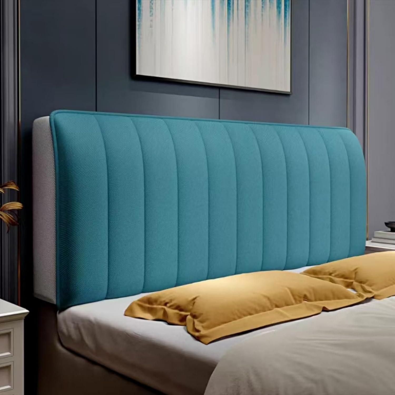 Headboard Cover Wrinkle-Free Stretch Fit Breathable & Washable