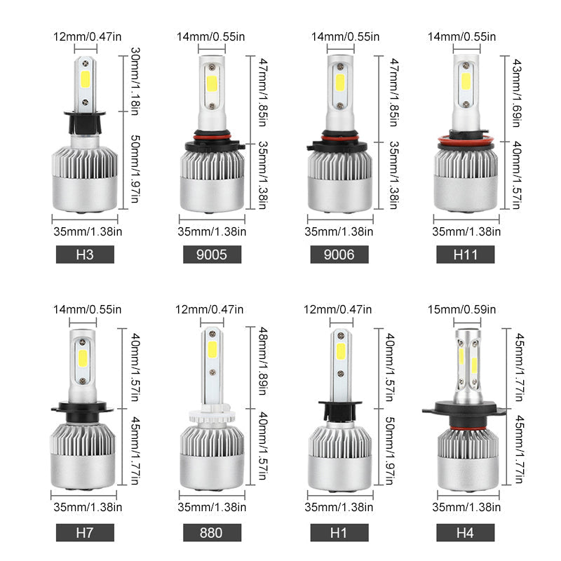 Headlight Bulb COB LED 8000 Lumens Active Cooling