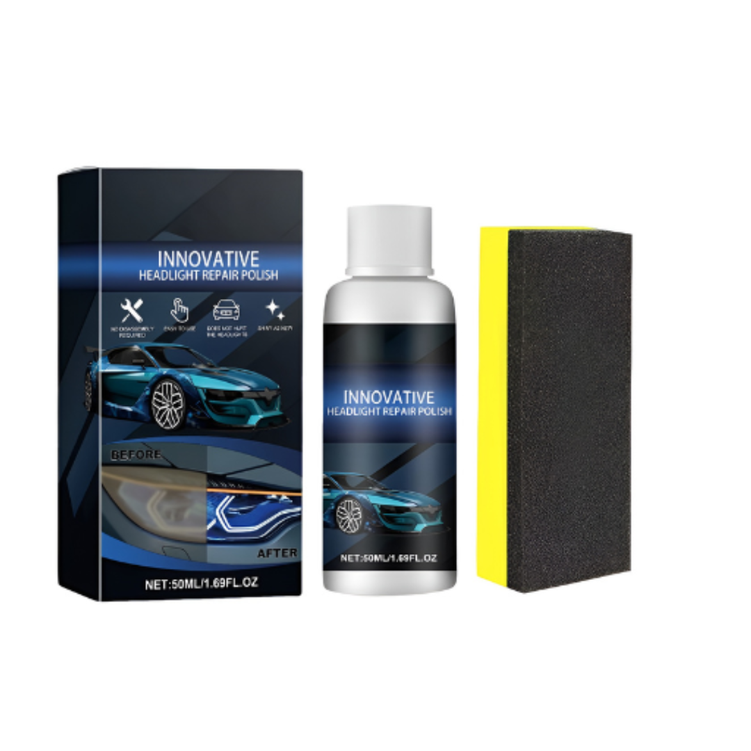 Headlight Restoration Kit Cleaner & Sponge Set UV Protective
